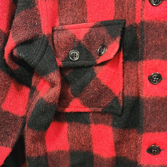 Vintage Minnesota Woolen Flannel JacK Shirt Womens M Red Black Buffalo Check - Picture 3 of 5